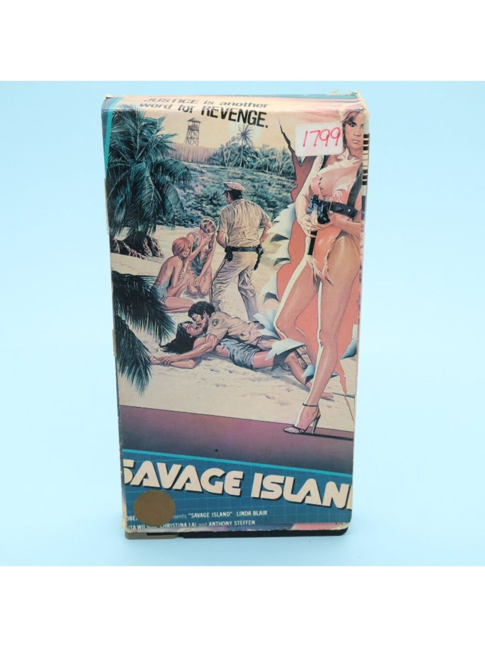 SAVAGE‎ ISLAND VHS Force Video Linda Blair Horror Sleaze Rental Cut Box